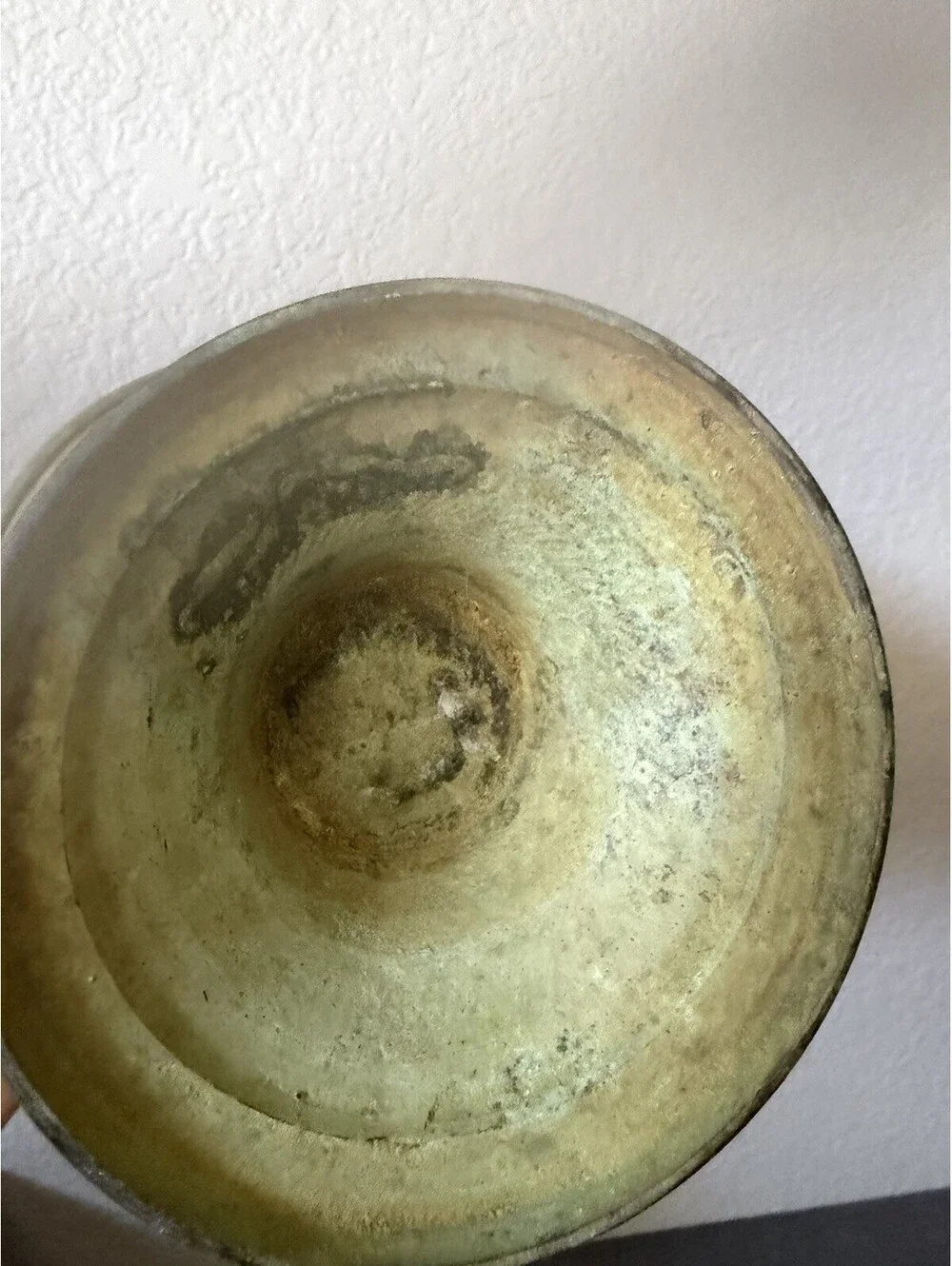 Vintage Brass Urn Planter Lion Head Handles Verdigris French Victorian Style